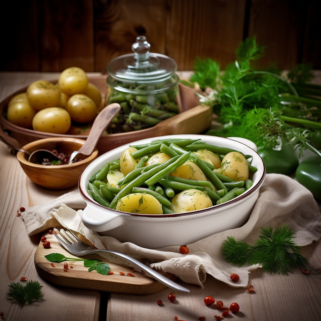 overview of green beans and patatoes recipe