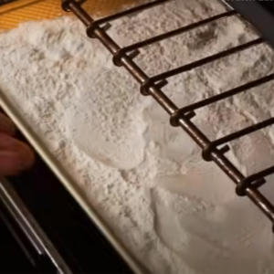 This image shows heat treat process of flour for edible cookie dough recipe