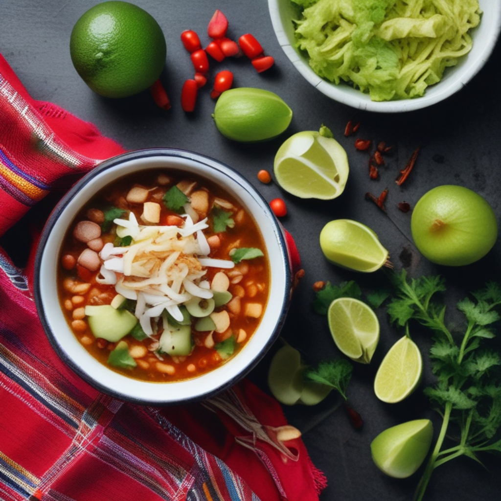 This image shows pozole served in a bowl