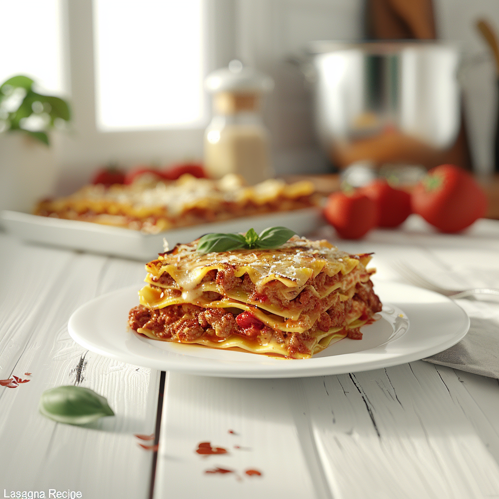 Lasagna recipe: Capture_the_Lasagna_Recipe_on_a_clean_white_wooden