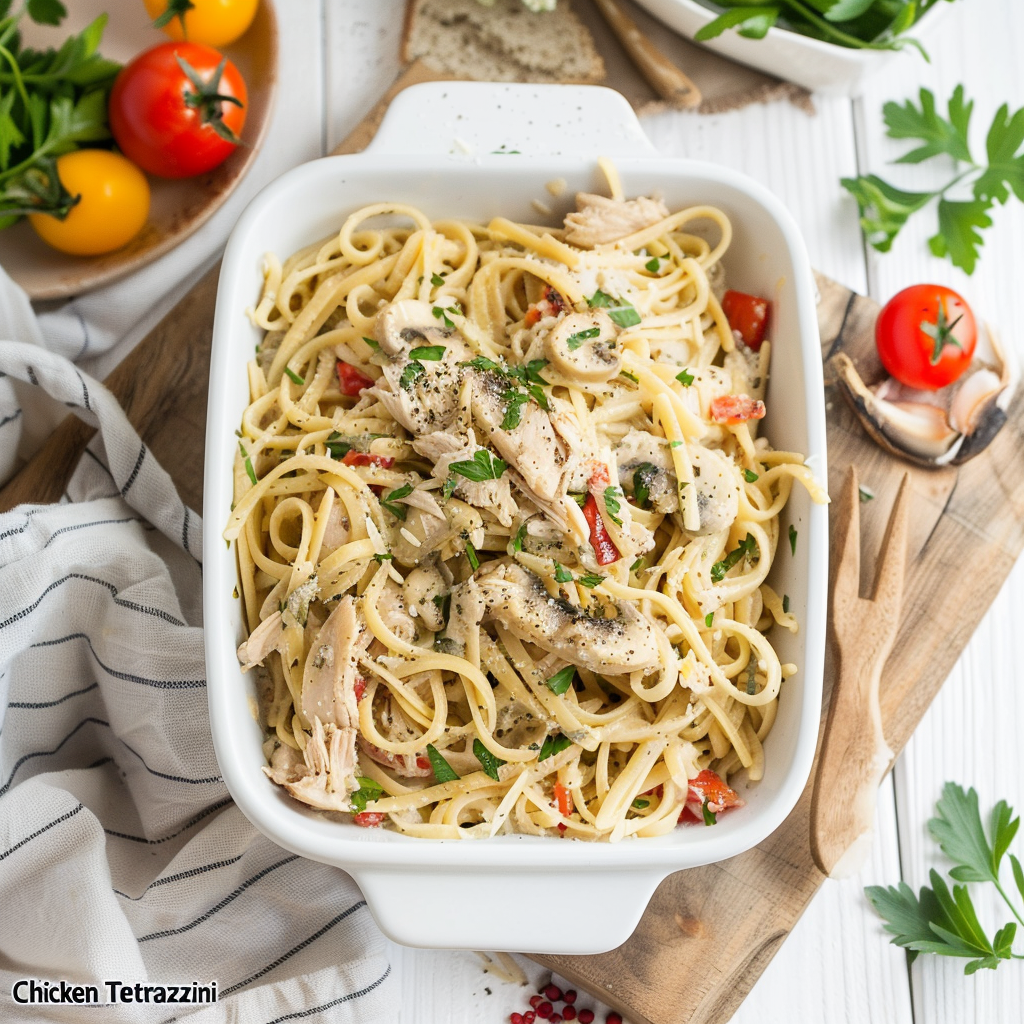 Chicken Tetrazzini Recipe (cheesy Chicken Spaghetti Bake)