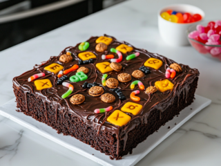 Halloween Dirt Cake with Gummy Worms Recipe is ready to serve